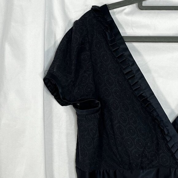 Phoebe Couture Navy Empire‎ Waist Surplice Neckline Pleated Bottom Dress Size 12 - Picture 3 of 14